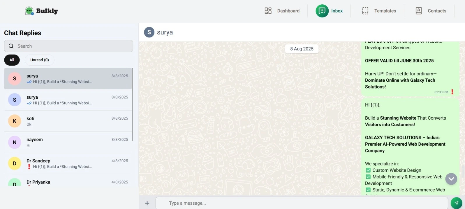WhatsApp conversation